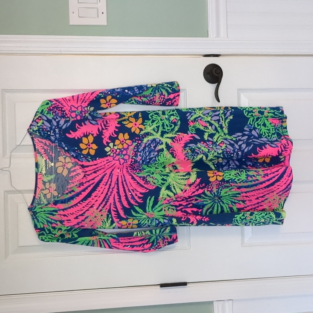 FINAL SALE Lilly Pulitzer Flowery Dress 3/4 sleeves, Size XS